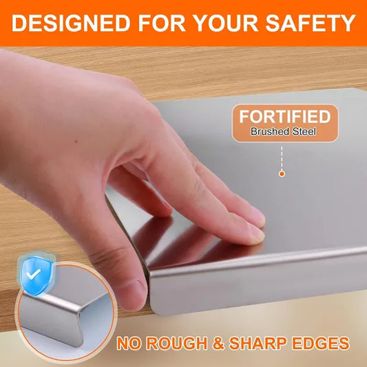 Stainless Steel Cutting Board With Lip For Kitchen Chopping Boards For Countertop Large Metal Cutting Board Over Sink Suitable For Meat Fruits Vegetables Bread Noodle And Pizza Bamboo Knives