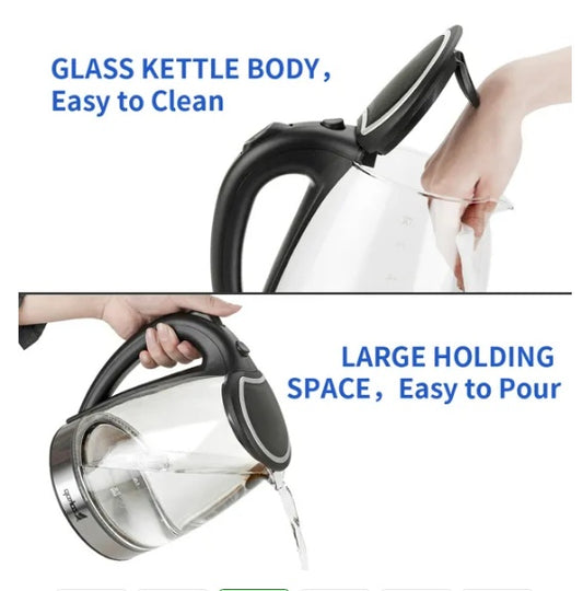 ZOKOP HD-1857-A 110V 1200W 1.8L Electric Glass Kettle US Plug