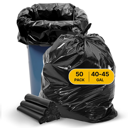 Contractor Trash Bags, 40-45 Gallon Heavy Duty Contractor Trash Bags, 1.7 MIL Thick Large Black Industrial Garbage Bag, Big Garbage Bag  , For Commercial, Household And Industrial Use