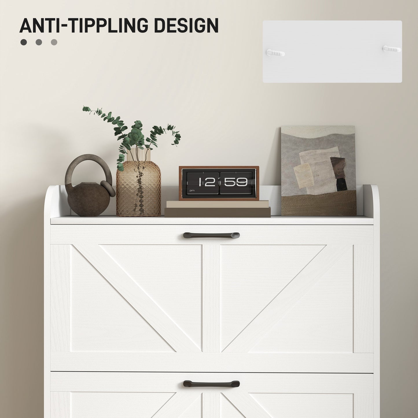 Shoe Cabinet Organizer with 2 Flip Drawers, Legs, Narrow Shoe Storage Cabinet for Entryway, Hallway, White