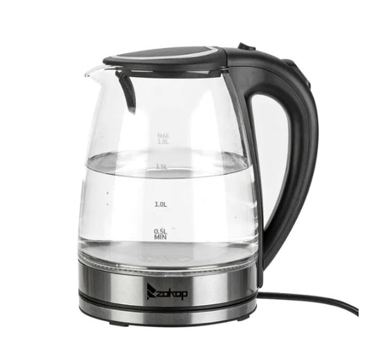 ZOKOP HD-1857-A 110V 1200W 1.8L Electric Glass Kettle US Plug