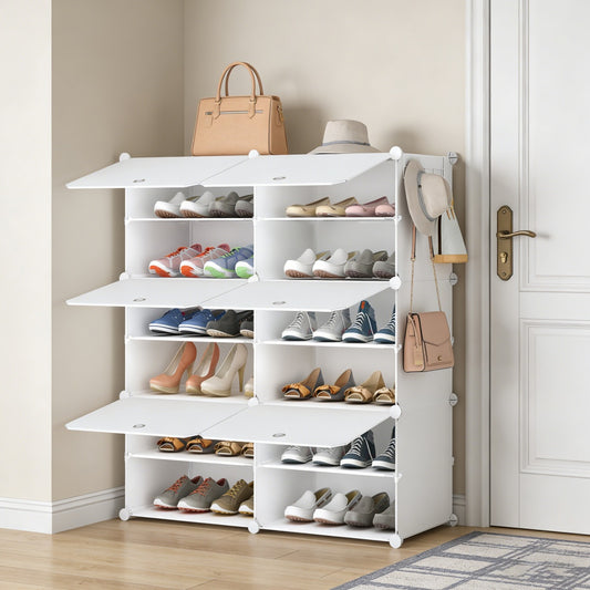 Shoe Rack Storage Cabinet, 8-layer Shoe Storage Cabinet With Door, Stackable And Detachable Shoe Storage Cabinet
