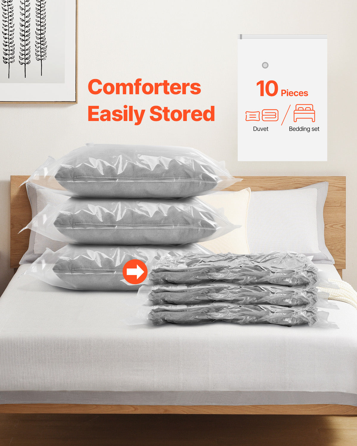 10 Pack Vacuum Storage Bags With Electric Pump, Space Saver Bags  Compression For Comforters And Blankets, Sealer Clothes Storage Travel Essentials