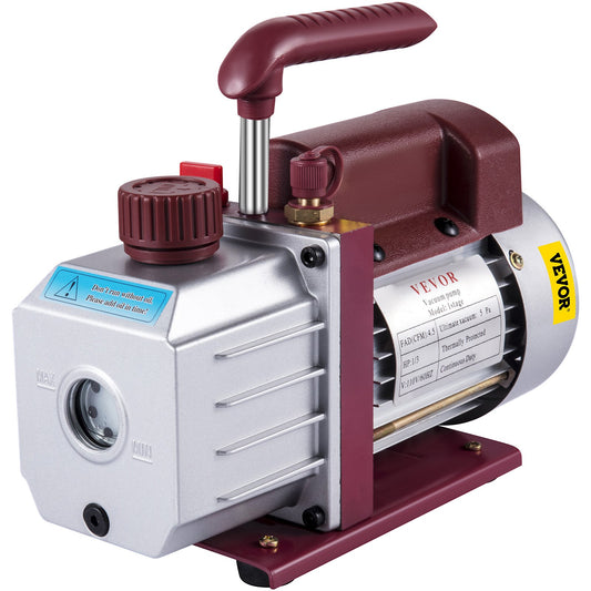Vacuum Pump 4.5CFM Vacuum Pump HVAC Single-Stage Rotary Vane Vacuum Pump 1/3HP 5PA Ultimate Air Conditioning Refrigerant Vacuum Pump