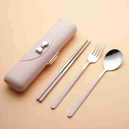 Travel Cutlery Set, 18/8 Stainless Steel Cutlery, Reusable Utensils Set With Case, Portable Silverware Lunch Box For Camping And Office