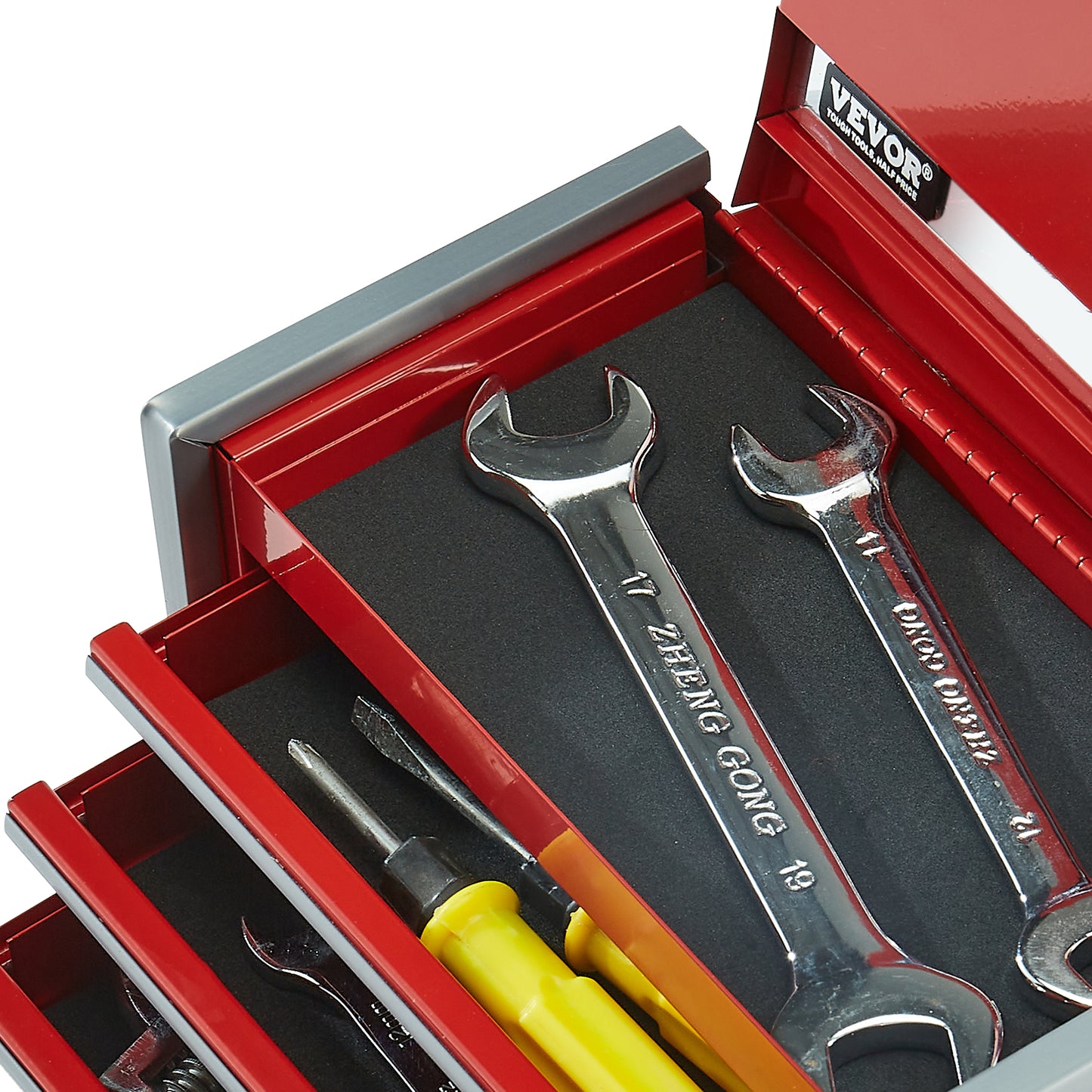 Tool Box 8.6-inch Portable Metal Tool Box 3 Drawers Tool Organizer Red