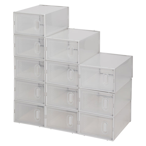 12pcs White Shoe Box Plastic