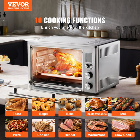 VEVOR Countertop Convection Oven 28L Toaster Baker 10-IN-1 1800W For Home Use